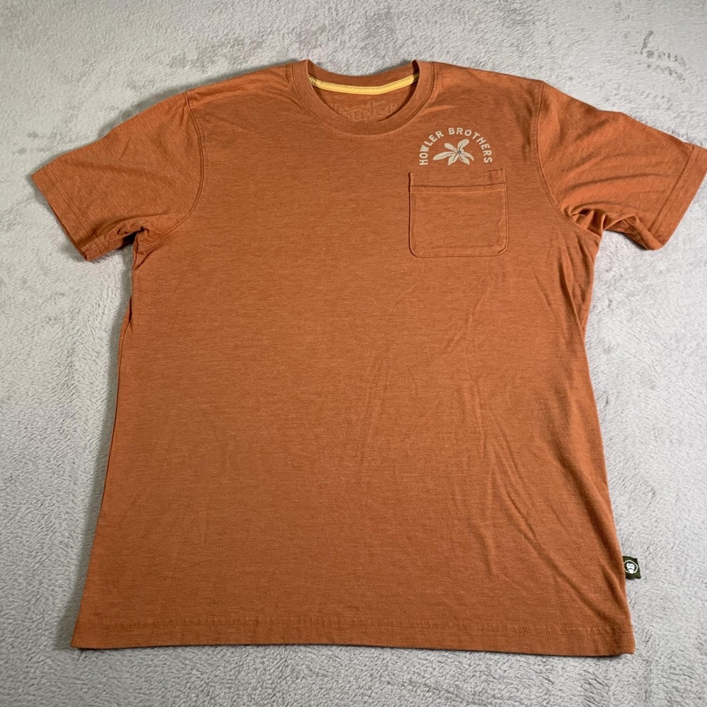 Howler Brothers Shirt Mens Medium Orange Pocket Tee Heed‎ The Call Graphic M